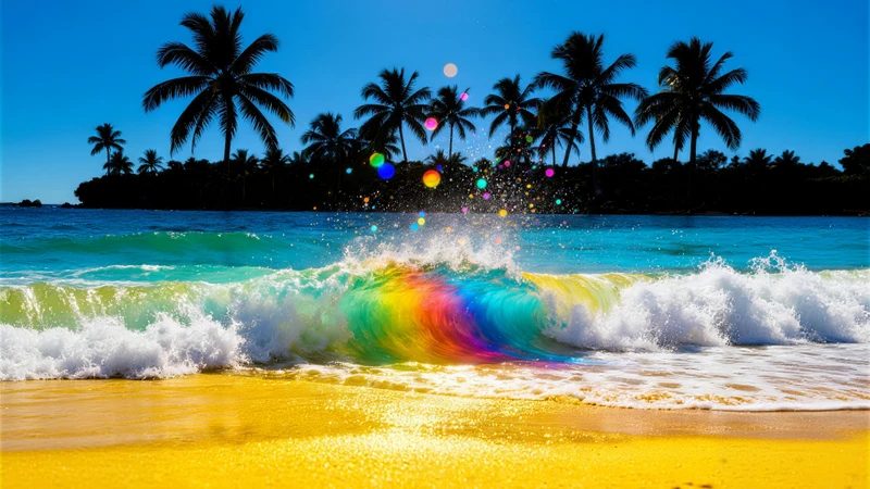 Tropical Rainbow Ocean Wave 8K Ultra HD Desktop Wallpaper