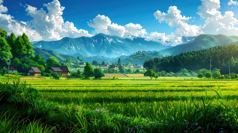 Japanese Rice Fields 4K Desktop Wallpaper