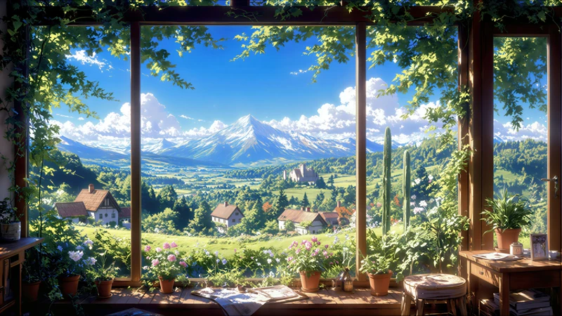 Japanese Alpine Village 8K Ultra HD Desktop Wallpaper