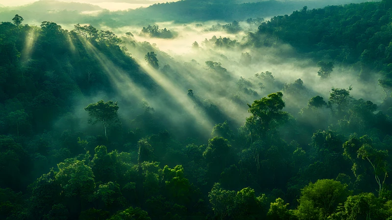 Tropical Rainforest Sunrise 4K Desktop Wallpaper