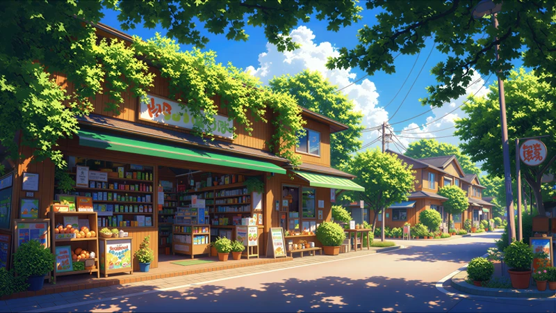 Japanese Village Store 8K Ultra HD Desktop Wallpaper