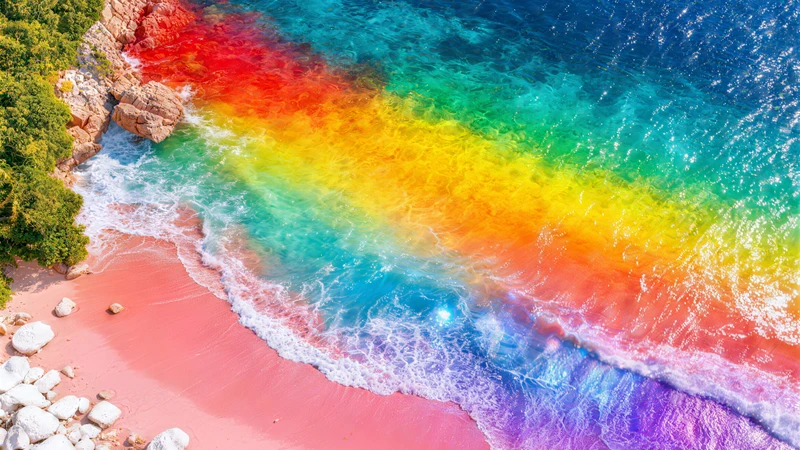 Tropical Rainbow Beach 8K Ultra HD Desktop Wallpaper