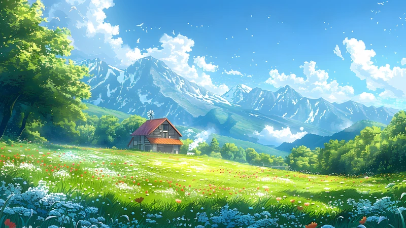 Japanese-style Cottage in田园 Landscape 8K Desktop Wallpaper