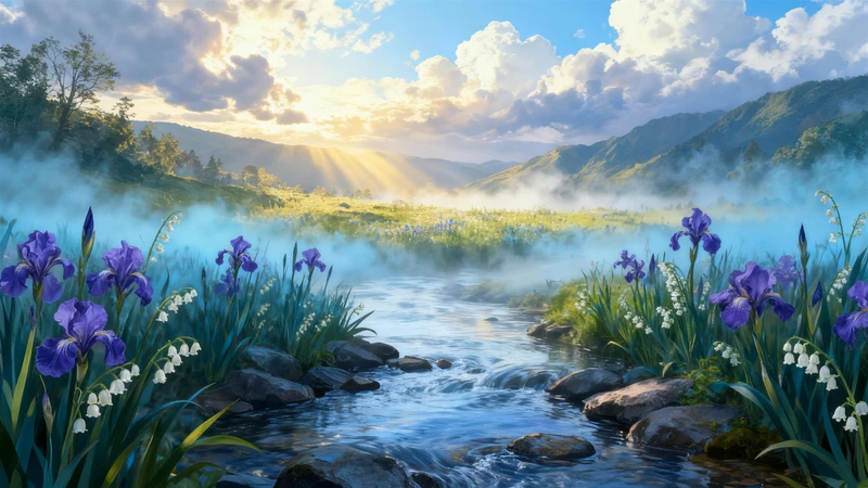 Dreamy Countryside Stream 8K Ultra HD Desktop Wallpaper