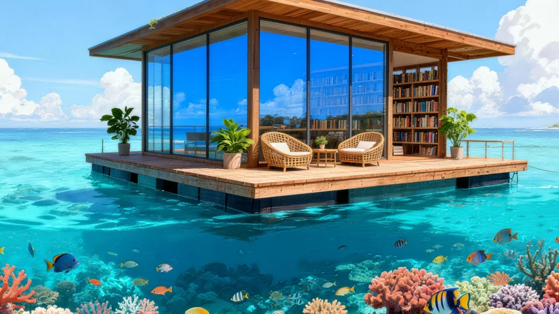 Tropical Island Floating House 8K Ultra HD Desktop Wallpaper
