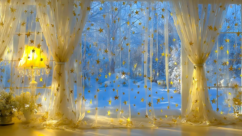 Winter Forest Window View 4K Desktop Wallpaper