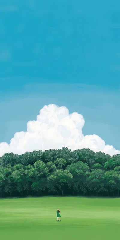 Studio Ghibli Forest Field 8K Ultra HD Phone Wallpaper