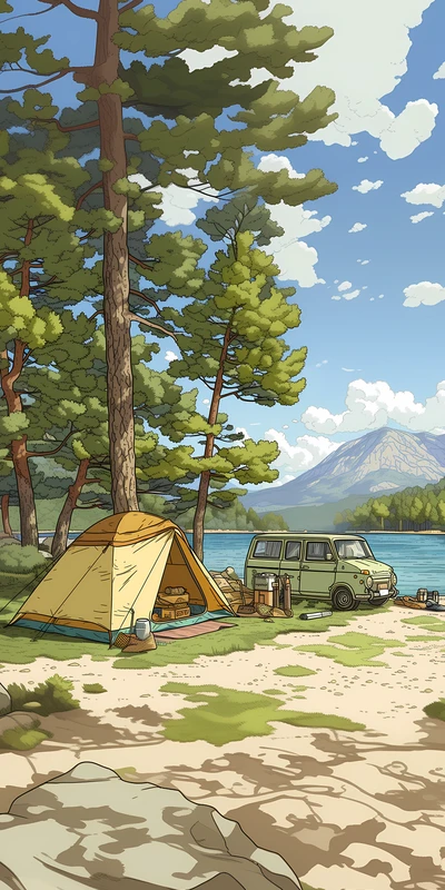 Japanese Camping Scene 8K Ultra HD Phone Wallpaper