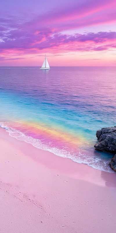 Tropical Pink Beach Sunset 8K Ultra HD Phone Wallpaper