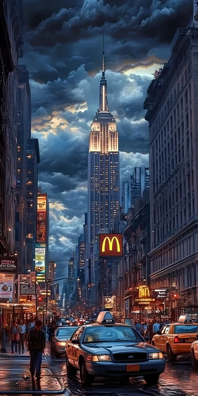 Urban New York City Night 8K Ultra HD Phone Wallpaper