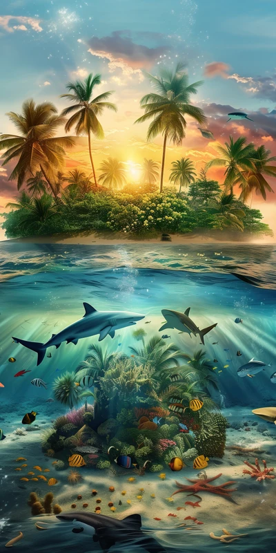 Tropical Paradise Island 8K Ultra HD Phone Wallpaper