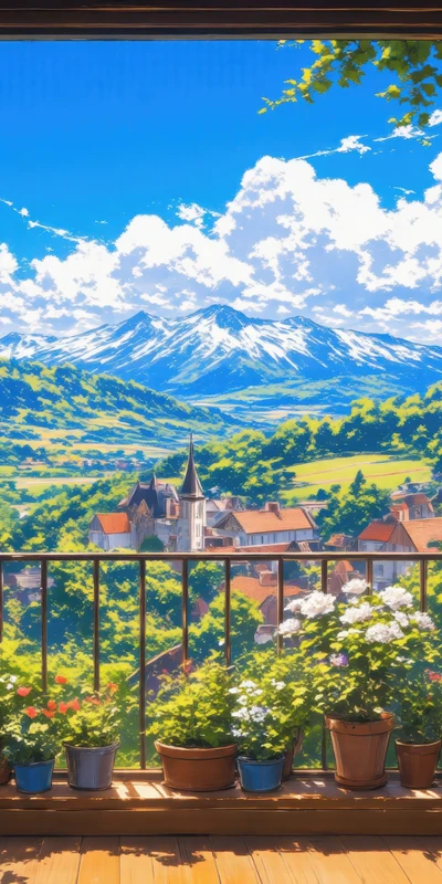 Anime Village Valley 8K Ultra HD Phone Wallpaper