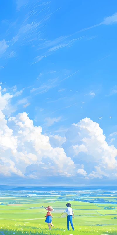 Anime Spring Fields 8K Ultra HD Phone Wallpaper