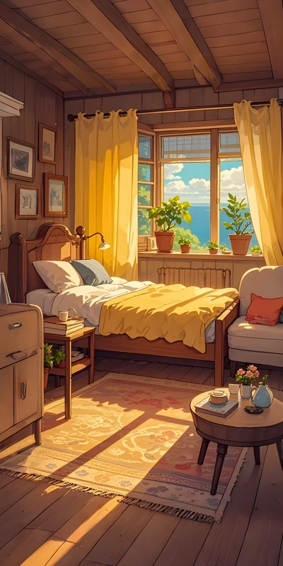 Cozy Wooden Cabin Bedroom 8K Ultra HD Phone Wallpaper
