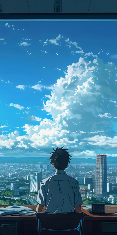 Anime Cityscape View 8K Ultra HD Phone Wallpaper