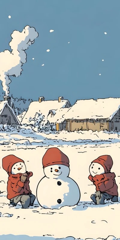 Japanese Winter Snowman 8K Ultra HD Phone Wallpaper