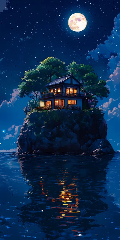 Japanese Island Cottage 8K Ultra HD Phone Wallpaper