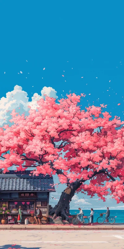 Japanese Cherry Blossom Tree 8K Ultra HD Phone Wallpaper