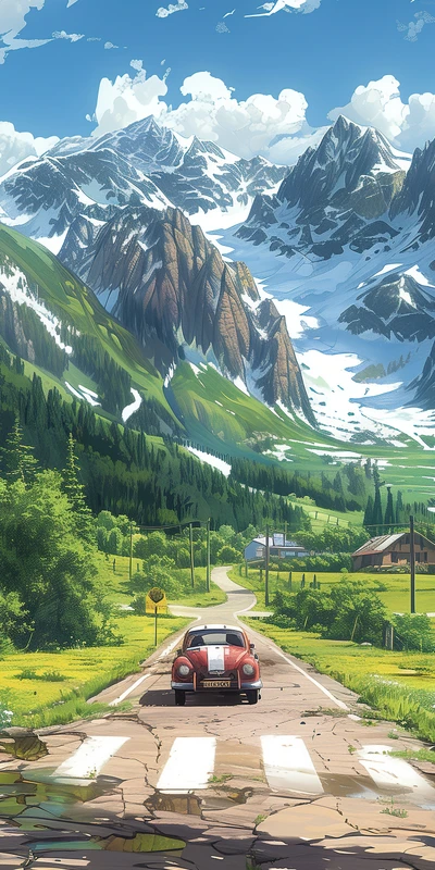 Anime Alpine Road 8K Ultra HD Phone Wallpaper