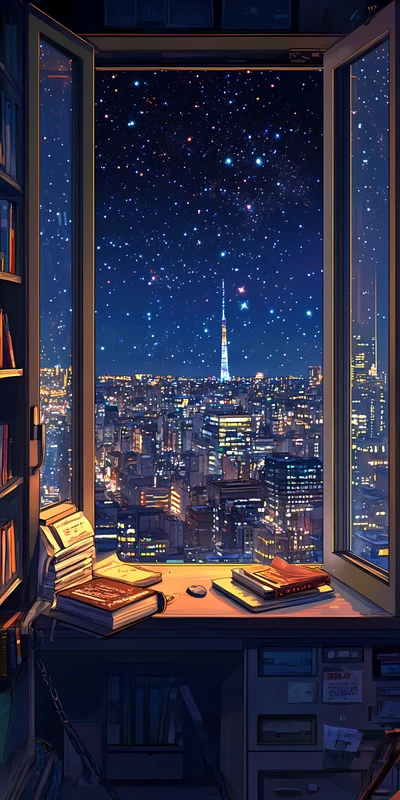 Cyberpunk City Night Sky 4K 8K Ultra HD Wallpaper Collection - Pack with 3 wallpapers for $1