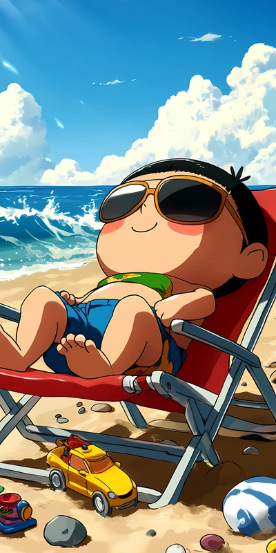 Anime Beach Boy 8K Ultra HD Phone Wallpaper