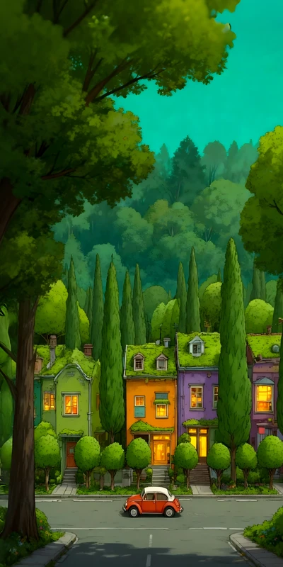 Anime Village Houses 8K Ultra HD Phone Wallpaper