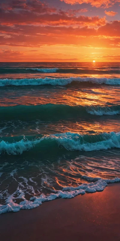 Tropical Sunset Ocean Waves 8K Ultra HD Phone Wallpaper