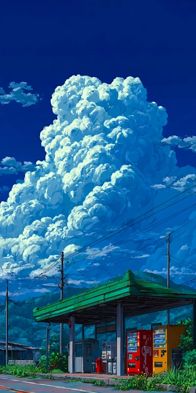 Japanese Anime Bus Stop 8K Ultra HD Phone Wallpaper