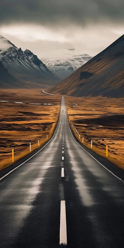 Icelandic Mountain Road 8K Ultra HD Phone Wallpaper