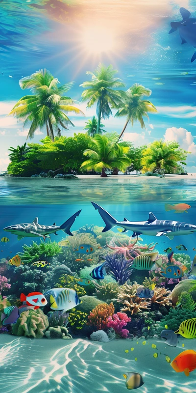 Tropical Paradise Underwater Coral Reef 8K Phone Wallpaper