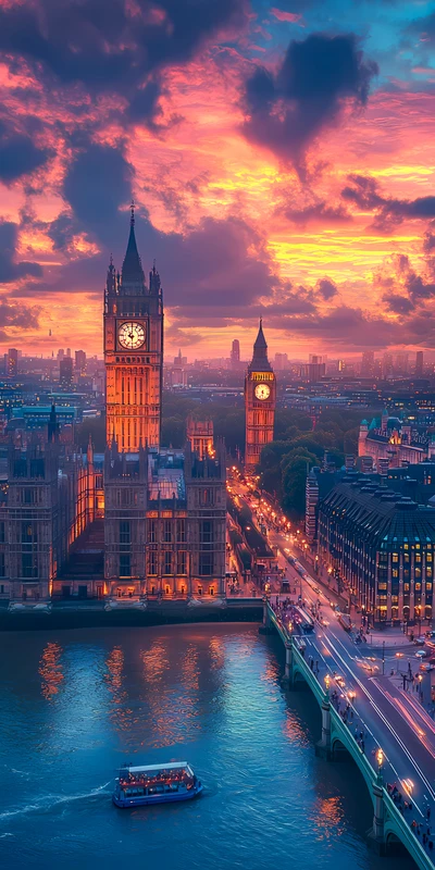 London Big Ben Sunset 8K Ultra HD Phone Wallpaper