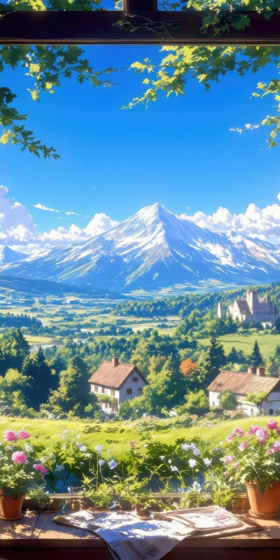 Anime Mountain Valley 8K Ultra HD Phone Wallpaper