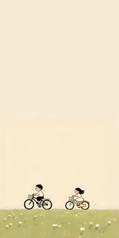 Minimalist Spring Bicycle Ride 8K Phone Wallpaper