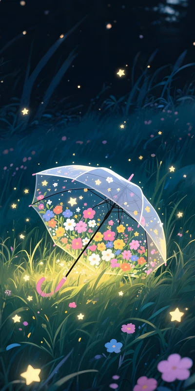 Oriental Art Floral Umbrella 8K Ultra HD Phone Wallpaper