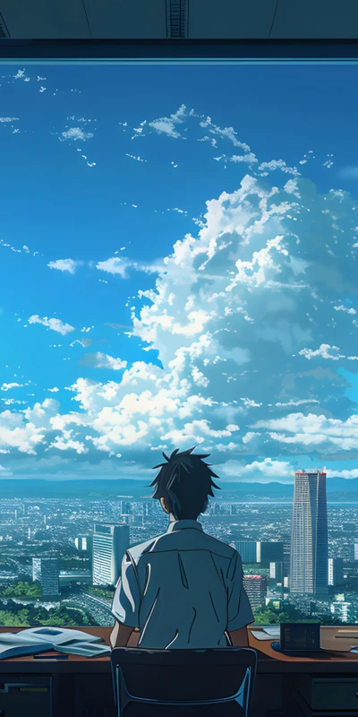 Anime Cityscape Skyline 8K Ultra HD Phone Wallpaper