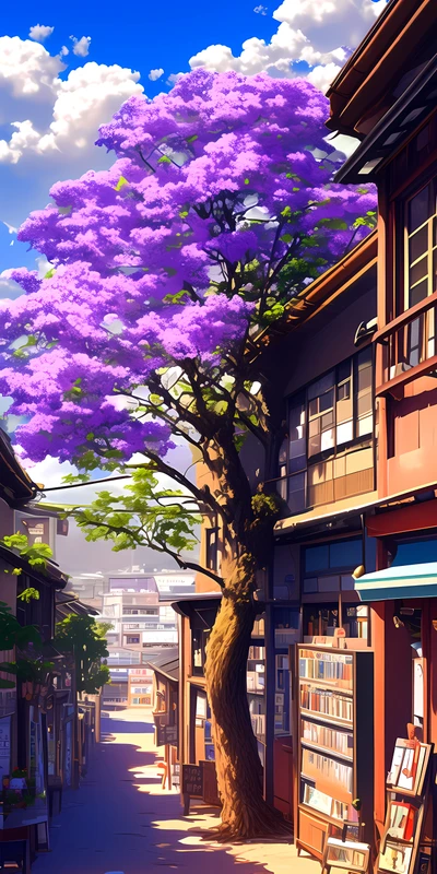 Japanese Cherry Blossom Street 8K Ultra HD Phone Wallpaper