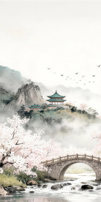 Chinese-Style Landscape Pavilion 4K Desktop Wallpaper