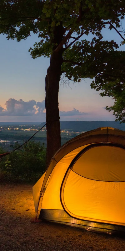 Minimalist Camping Tent at Dusk 4K Phone Wallpaper
