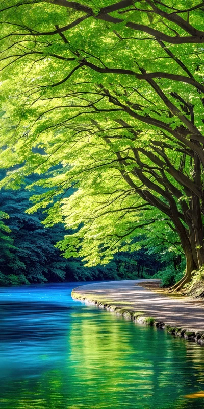 Japanese Forest River 4K Phone Wallpaper