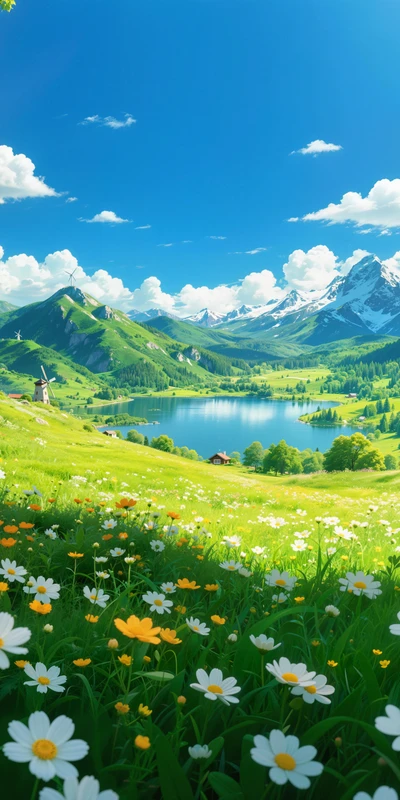 Alpine Wildflower Valley 8K Desktop Wallpaper