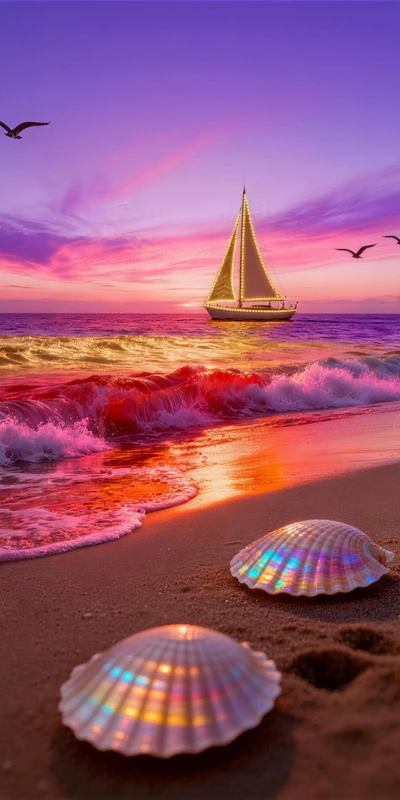 Tropical Sunset Beach 8K Ultra HD Phone Wallpaper