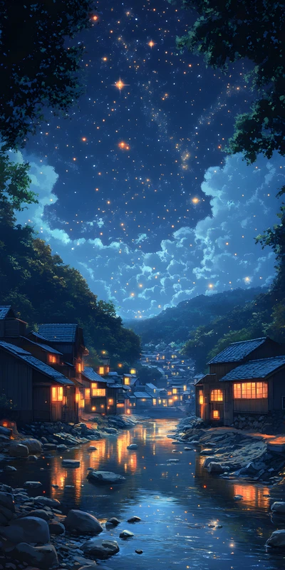 日本村庄夜空 4K 8K 超高清壁纸合集 - Pack with 3 wallpapers for $1