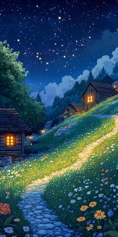 Japanese Night Village 4K 8K Ultra HD Wallpaper Collection - Pack with 4 wallpapers for $1