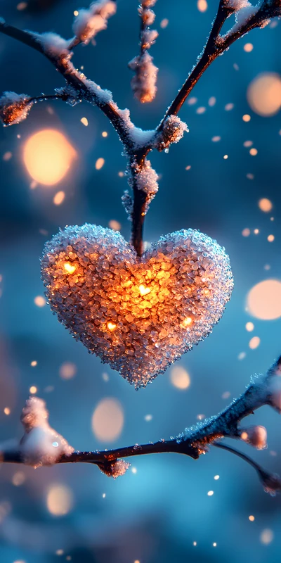 Winter Heart Glow 8K Ultra HD Phone Wallpaper