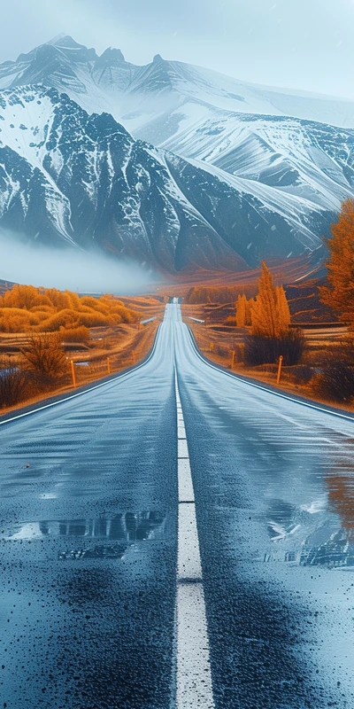 Alpine Autumn Road 8K Ultra HD Phone Wallpaper