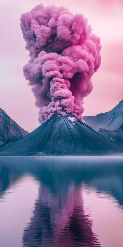 Cyberpunk Volcano Eruption 8K Ultra HD Phone Wallpaper