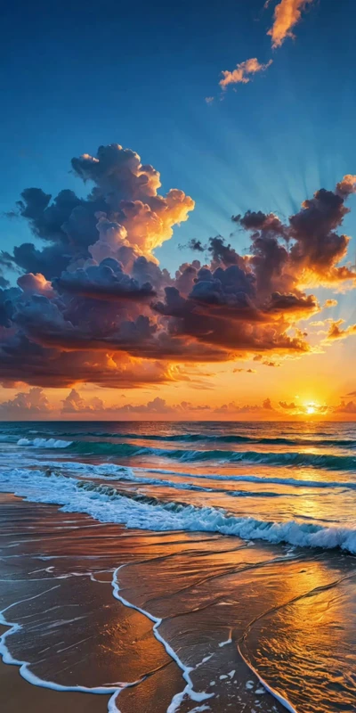 Tropical Sunset Beach 8K Ultra HD Phone Wallpaper