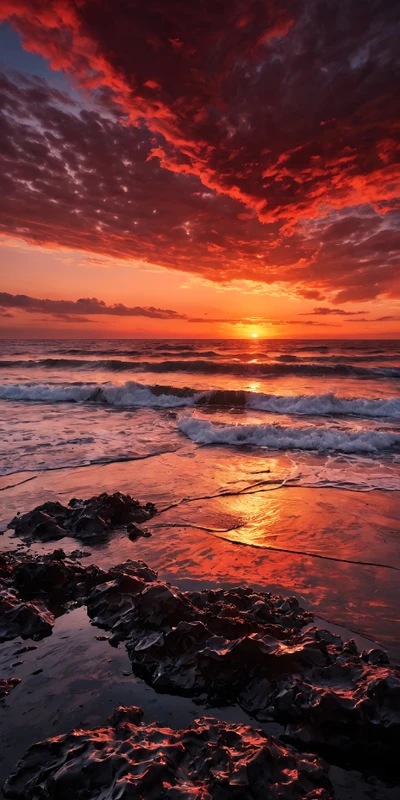 Japanese Coastal Sunset 8K Ultra HD Phone Wallpaper