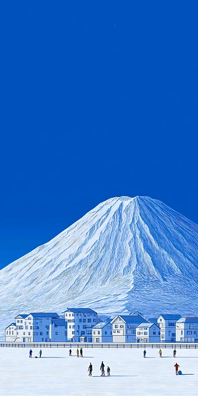 Japanese Mount Fuji Snowscape 8K Ultra HD Phone Wallpaper