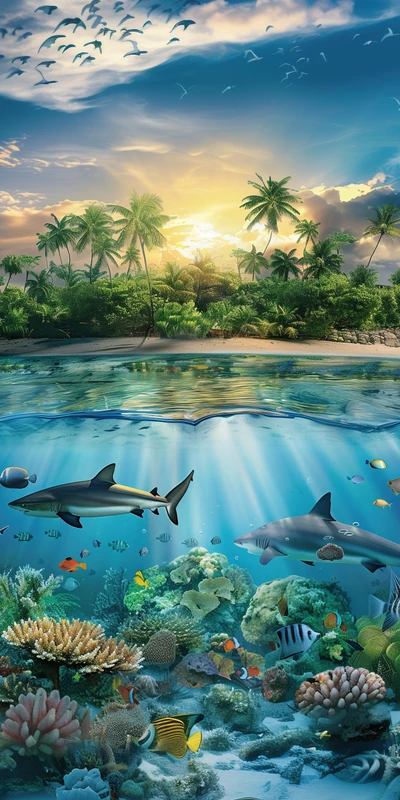 Tropical Ocean Paradise 8K Ultra HD Phone Wallpaper
